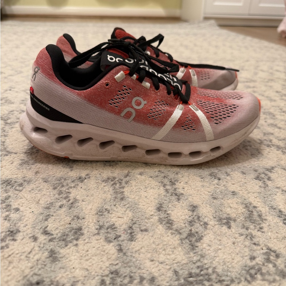 On Running Women's Athletic Shoes - Pink and White Cloudsurfer